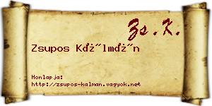 Zsupos Kálmán névjegykártya